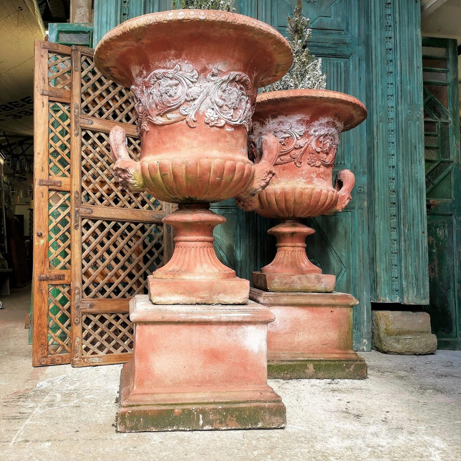 A Fabulous Pair of Large Vintage Classical English Garden Urns